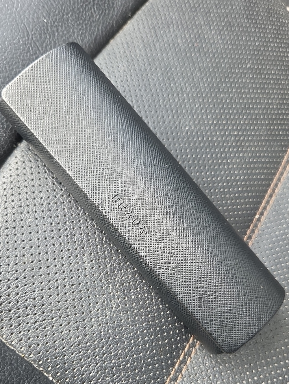 Prada Black Textured Glasses Case